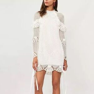 Self Portrait White Crochet Dress Size 4